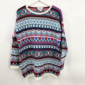 VTG Brittony Brand Colorful Candyland Crazy Pattern Colorful Pullover Sweater